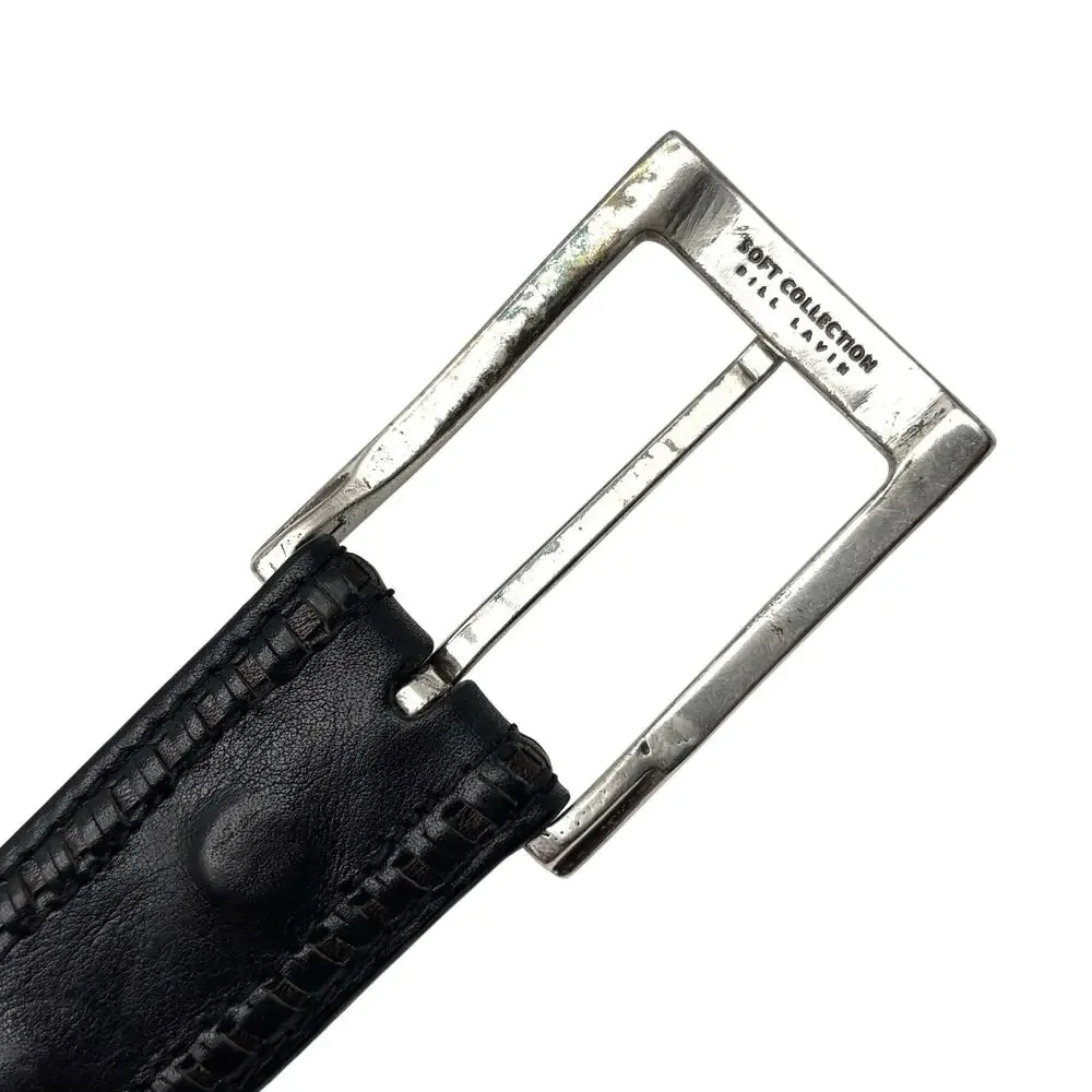Bill Lavin Soft Collection 38461 Black Italian Calfskin Woven Trim Dress Belt 32